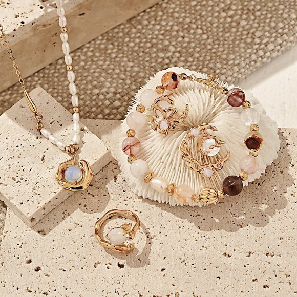 🌙 Artisan Original Design Asymmetrical Celestial Moon & Star Opal Earrings | S9 - Picture 8 of 9